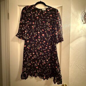 Ganni Black Floral Shift Dress